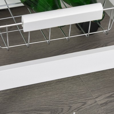 White Wood Kitchen Cart with Storage and Spice Rack