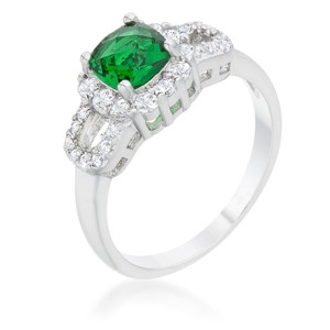 Slickblue Women's Vintage-Inspired 1.1ct Emerald CZ Cocktail Ring, Rhodium Plated, Classic Design, Sizes 5-10 - 1 of 4