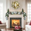 9FT Christmas Garland with Lights,Champagne Gold,Pre-Lit Christmas Garland with Ball Ornaments,Ribbons & Artificial Antlers for Door Mantle Stairs - 4 of 4