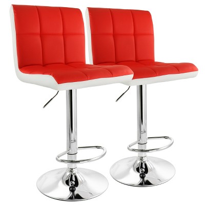 Elama 2 Piece Faux Leather Tufted Bar Stool Set