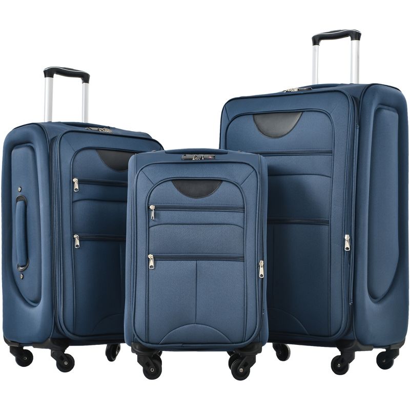 3 PCS Expandable Luggage Set, Softside Lightweight Spinner Suitcase with TSA Lock-ModernLuxe, 1 of 14