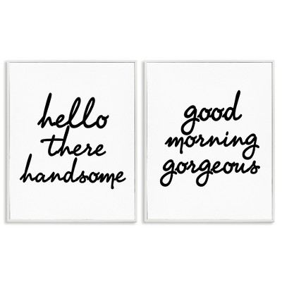 Stupell Industries Handsome & Gorgeous Greetings Black Framed Giclee Art