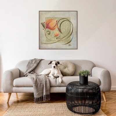 Amanti Art Floral Ornaments in Peach I by Patricia Pinto Canvas Wall Art Print Framed 30 x 30-in.