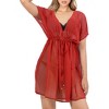 HAPPY BAY Women's Cover Ups Swimwear Beachwear Dress 4X-5X Solid Plain Red - 2 of 4