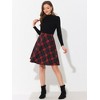 INSPIRE CHIC Women's Christmas Plaids Vintage Tartan Elastic Waist Knee Length A-Line Skirt - 3 of 4