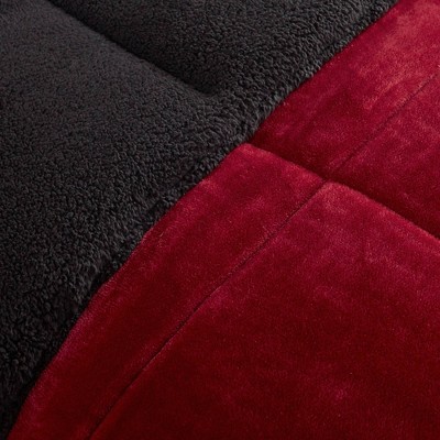 King Red and Black Plush Down Alternative Comforter Set