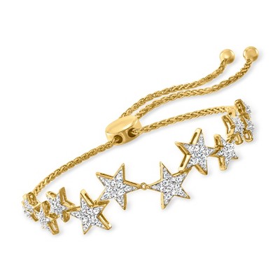 Ross-Simons 0.50 ct. t.w. Diamond Star Bolo Bracelet in 18kt Gold Over Sterling Size