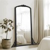 Lirago Arch Solid Wood Mirror Ornate Mirror Wall Mirror Retro Mirror with Carved Frame 67x28 Black - 3 of 4
