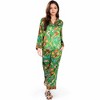 Anna-Kaci Lounge Lounge Women's Satin Zodiac Print Pajama Set with Button-Up Top and Relaxed Fit Pants- Green,Small - 2 of 4