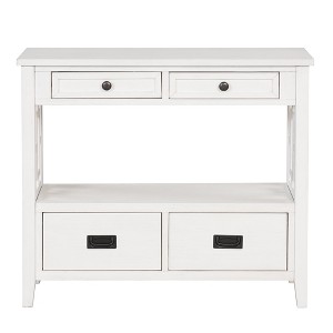 Hostack 36'' Farmhouse Wood Console Table with 4 Drawers and 1 Storage Shelf for Entryway and Living Room , Antique White - 1 of 4