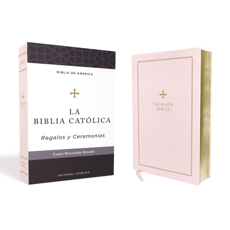 Biblia Católica, Regalos Y Ceremonias, Color Rosa, Cuero Reciclado - by  Editorial Católica & La Casa de la Biblia (Leather Bound), 1 of 2