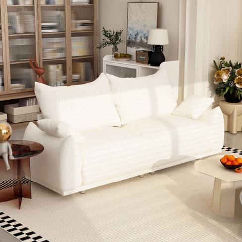 FUFU&GAGA Loveseat Living Room Cloud Sofa Teddy Velvet High Resilience Foam White - image 1 of 4