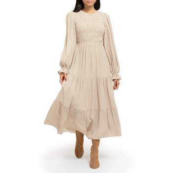 August Sky Women's Ruched Long Sleeve Midi Dress : Target