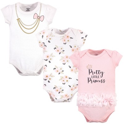 Little Treasure Baby Girl Cotton Bodysuits 3pk, Pretty Princess : Target