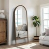 SpassWay Solid Wood Full Length Mirror Arch Accent Wall Mirror Novelty Cheval Mirror Black/Brown - 3 of 4