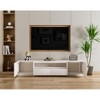 ATJafurn 78.7'' White Modern TV Stand for TVs up to 75'', Wood Media Console with 2 Storage Drawers - 3 of 4