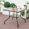Tangkula 35" Patio Dining Table Square Outdoor Dining Table w/ Tempered Glass Tabletop Black - 2 of 4
