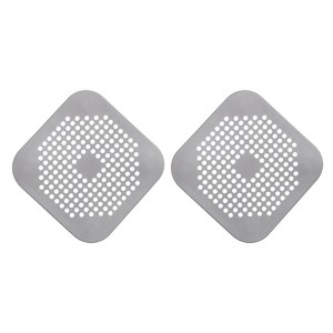 Unique Bargains Shower Drain Hair Catcher Square Drain Cover Silicone Strainer Hair Stopper for Shower Sink Bathroom Tub Accessories - 1 of 4