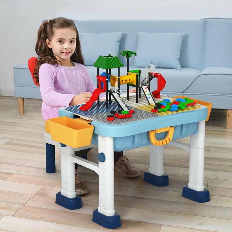 Costway 6 in 1 Kids Activity Table Set w/ Chair Toddler Luggage Building Block Table, 4 of 11