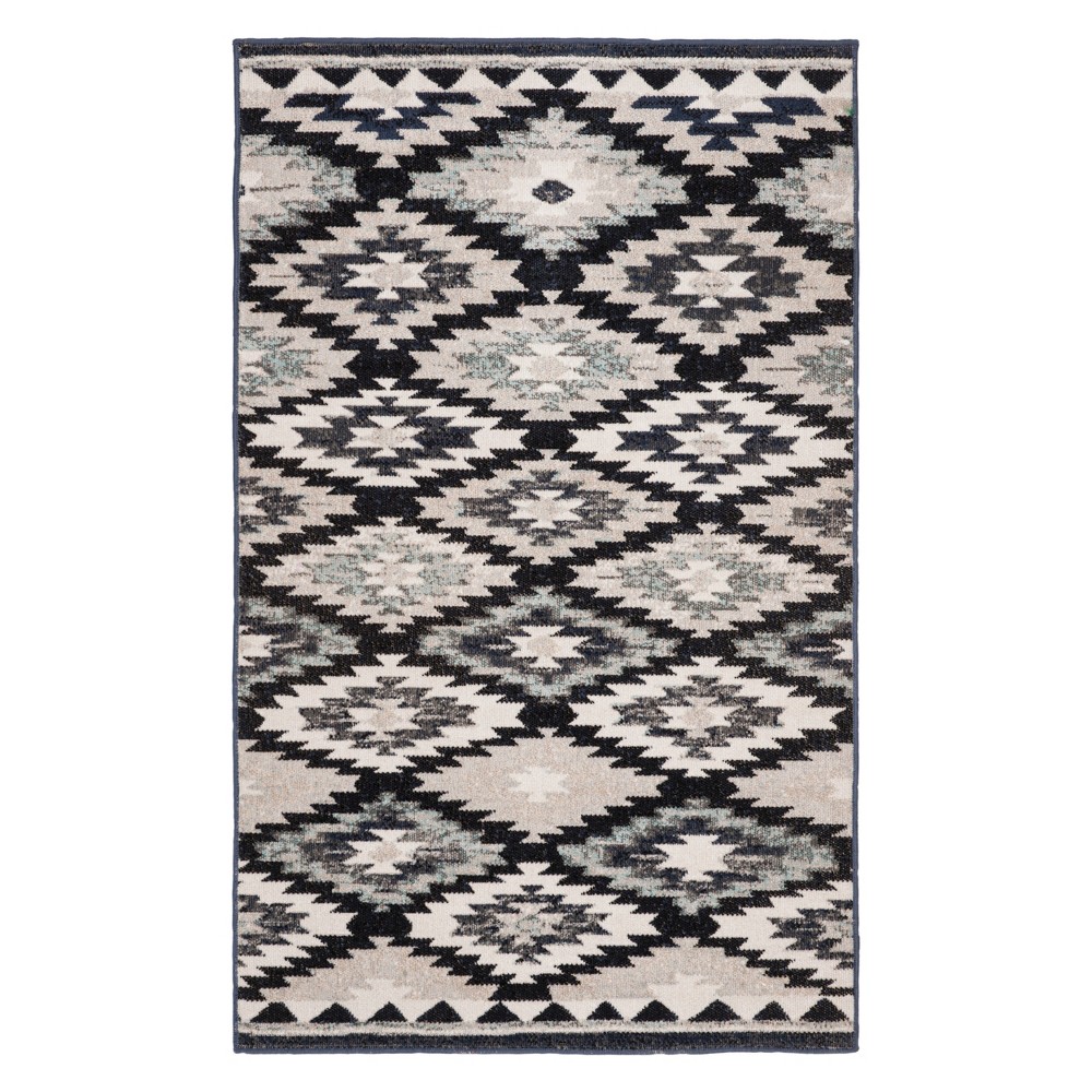 4'x6' Geometric Design Loomed Area Rug Gray/Black - Safavieh