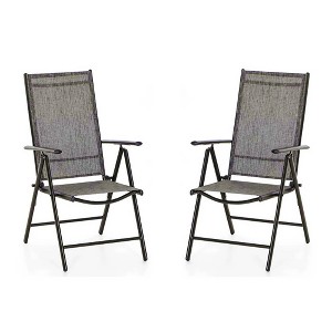 Captiva Designs Outdoor Pre-assembled Aluminum & Steel Frame Textilene Reclining Foldable Chairs, Set of 4 - 1 of 4