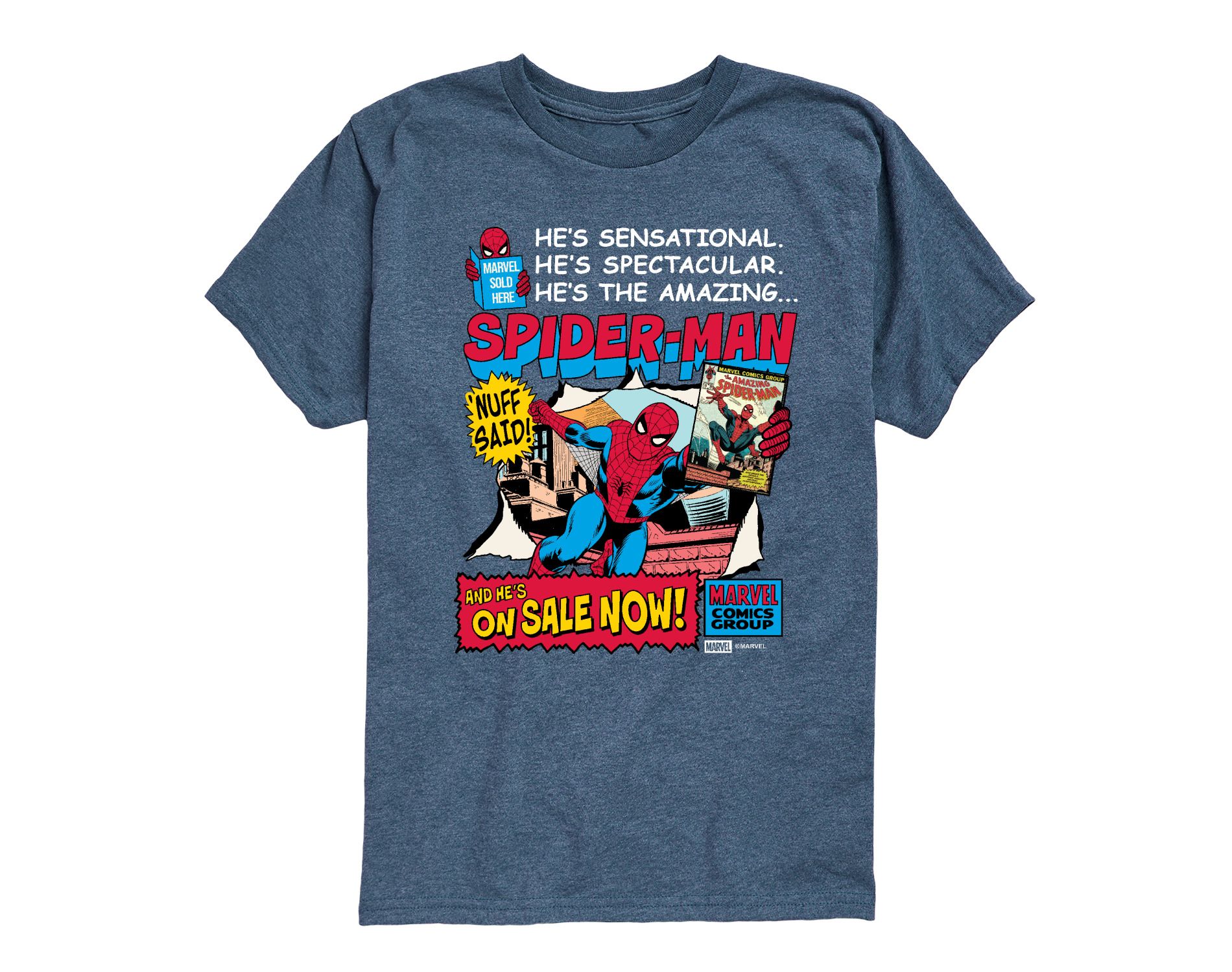 Boys' Marvel Spider-Man Comic Short Sleeve Graphic T-Shirt - Heather Blue - Large