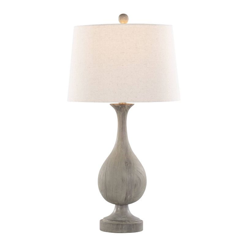 LumiSource (Set of 2) Cipolla Poly 29&#34; Farmhouse Table Lamps Dusty Wood Polyresin Antique Soft Brass and Natural Shade from Grandview Gallery, 3 of 7