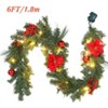 6 FT Christmas Garland with Lights, Realistic Fireplace Garland Decor with Red Flower and Balls, Indoor Outdoor Mantle Garland for Holiday, Green - 2 of 4