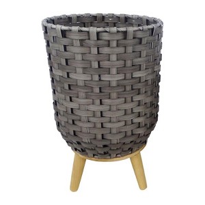 Alpine Corporation 15 in. H X 12 in. W X 12 in. D Plastic Wicker Plant Basket Gray - 1 of 1