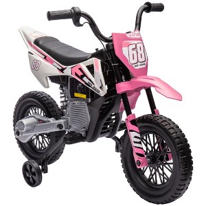 Qaba Kids Motorcycle with Twist Grip Throttle, 12V Electric Motorcycle with Training Wheels, Rear Suspension, Music for Aged 3-6 Years - 1 of 4