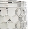 Olivia & May Stainless Steel Geometric Drum Accent Table with Hexagon Patterned Exterior Silver - image 2 of 4