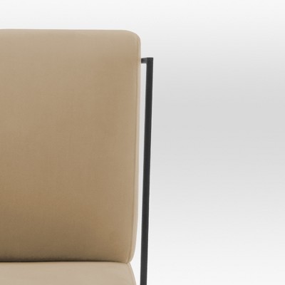 Brown Velvet Metal Frame Modern Accent Chair