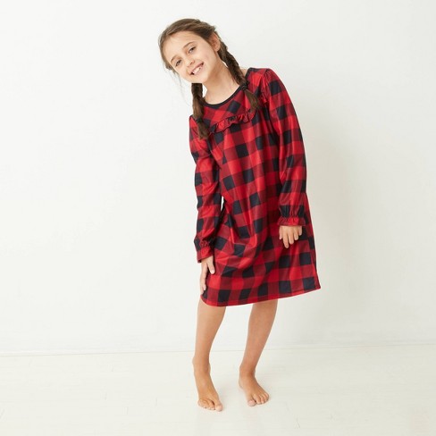 Kids Holiday Buffalo Check Flannel Matching Family Pajamas Nightgown Wondershop Red Target