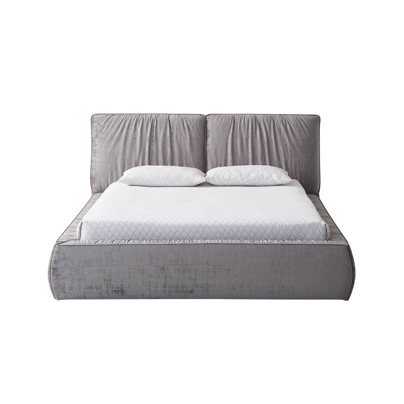 95&#34; Eastern King Bed Onfroi Bed Gray Velvet - Acme Furniture, 2 of 7