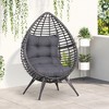 Resenkos Elevated Wicker Egg Chair With Soft Cushion, Teardrop Seat for Indoor/Outdoor Patio Use, Adjustable Height Plastic Rattan Furniture With - 2 of 4