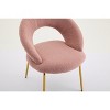 Gulches Pink Teddy Fabric Dining Chair - Ergonomic Curved Backrest, Sturdy Golden Metal Legs, 250 LBS Capacity for Kitchen/Dining Room (Set of 1) - 2 of 4