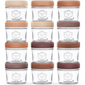 12pk Prep Baby Food Storage Containers, 4 oz Leak-Proof, BPA Free Glass Baby Food Jars for Feeding - 1 of 4