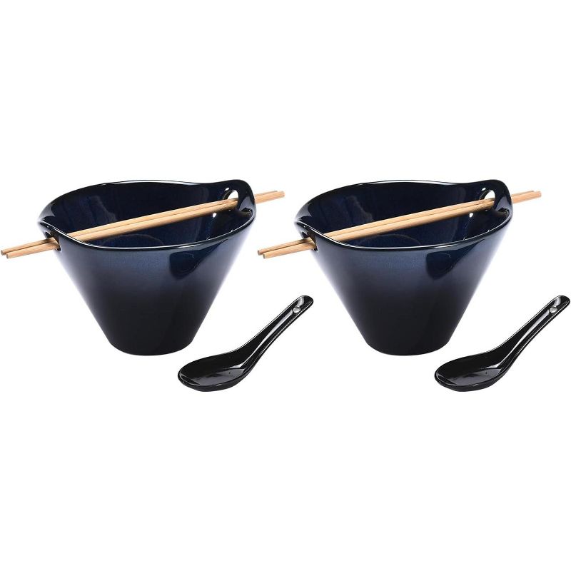 KITCHTIC Ramen Udon Soup Bowl Set - Set of 2, Navy Blue, 1 of 6