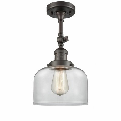 Bell - 1 Light Semi-Flush Mount In Industrial Style-14 Inches Tall and 8 Inches Wide