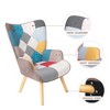 Accent Chair with Ottoman Set, Mid Century Modern Fabric Armchair with Splicing Cloth, Solid Wood Frame, Comfy Lounge Chair for Living Room - 3 of 4