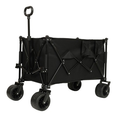 BEAFUP Heavy-Duty All-Terrain Folding Utility Wagon Cart with 480lbs Capacity,Large Beach Wheels & Adjustable Handle for Camping,Beach,Outdoor