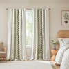 Grungis 1 PCS 50x84 Inch Cotton Printed Curtain Panels with Chenille Stripe and Lining for Living Room,Bedroom - 2 of 4