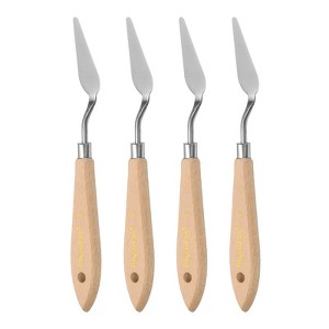 Unique Bargains Stainless Steel Pointy Wood Handle Painting Mixing Knife 4 Pcs - 1 of 4