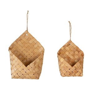 Set of 2 Woven Wall Baskets Brown Rattan & Jute by Foreside Home & Garden - 1 of 4