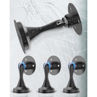 DOMETOUR 4 Pcs Magnetic Door Stoppers, Stainless Steel, Wall/Floor Mount, No Drill Strong Adhesive & Screws, Black