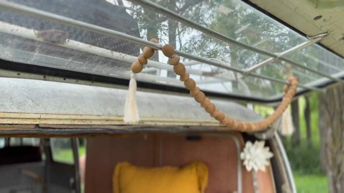 Ribbed Bead Garland Natural Wood & Cotton by Foreside Home & Garden, 2 of 8, play video