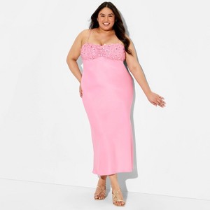 open lace back dress Strapless Pink Sequin Prom Dress: Ladivine CM356 Pink / 2 main image 0
