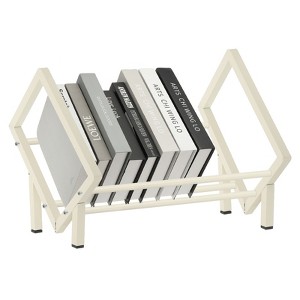 Unique Bargains Stainless Steel Magazine CD Storage Desk Decorative Bookshelf - 1 of 4