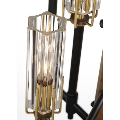 Elegant Black and Antique Brass 4-Light Pendant with Clear Glass Shades