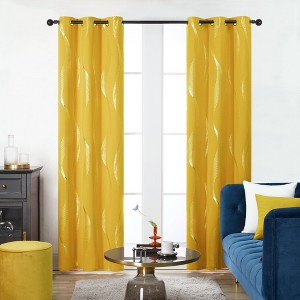 Deconovo 2 Panels Silver Printed Blackout Curtains with Wave, 6 Grommets for Bedroom - 1 of 4